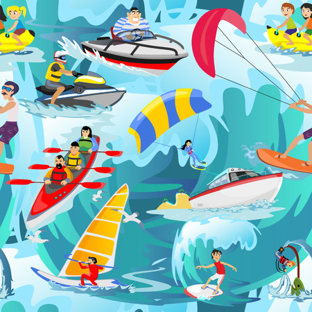 Water extreme sports seamless patternsのイラスト素材