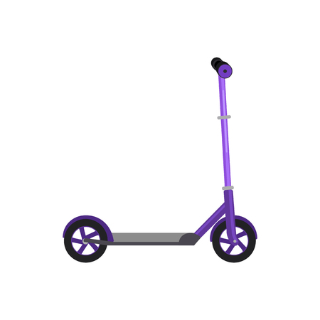 Kick scooter isolated vector illustration, life style activity, sport vehicle toy with wheel, child transport for fun.のイラスト素材