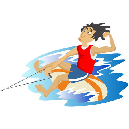 inflatable watercraft banana boat water extreme sports, isolated design element for summer vacation activity concept, cartoon wave surfing, sea beach vector illustration, active lifestyle adventureのイラスト素材