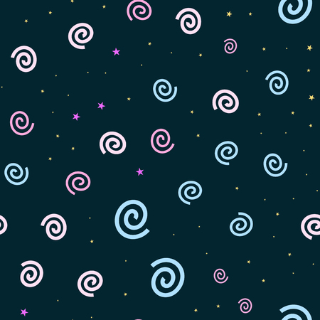 cartooned seamless pattern with stars and clouds, vector illustration backgroundのイラスト素材