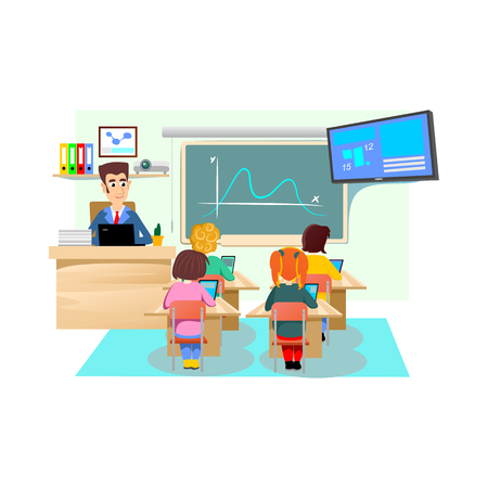 Lesson in classroom at school or collegeのイラスト素材