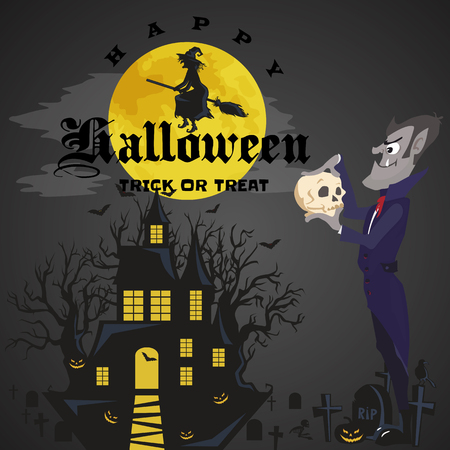 Halloween with vampire on cemetery.のイラスト素材
