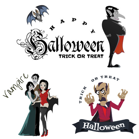 Halloween vampire in coffin, Draculas monster in cloak flat vector illustrations, good for Halloween party invitation or flyer, greeting cardのイラスト素材