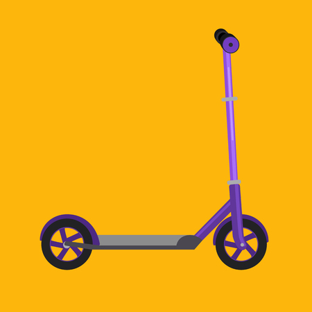 Kick scooter isolated vector illustration, life style activity, sport vehicle toy with wheel, child transport for fun.のイラスト素材