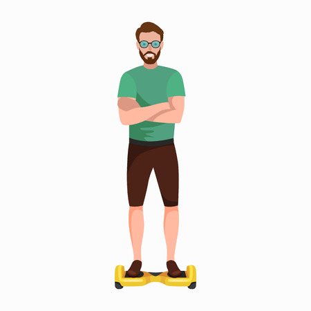 Man on new modern technology hover boardのイラスト素材