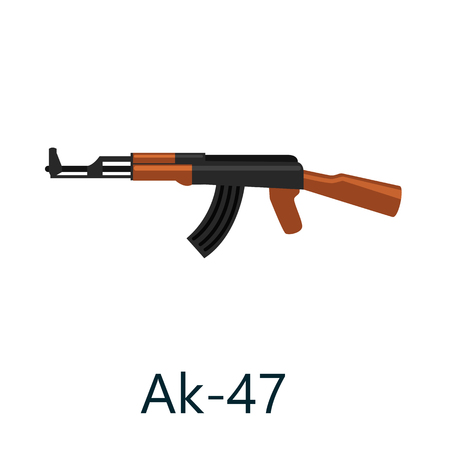 military gun, automatic and hand weapon in magazine barrel with bullets for protection shoting or war, handgun for hunting and police equipment, ammunition background isolated vector illustrationのイラスト素材