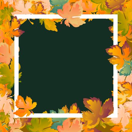 Autumn layout decorate leaves shopping sale or promo poster and white frame leaflet.のイラスト素材