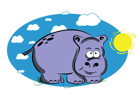 Funny cartoon hippoのイラスト素材