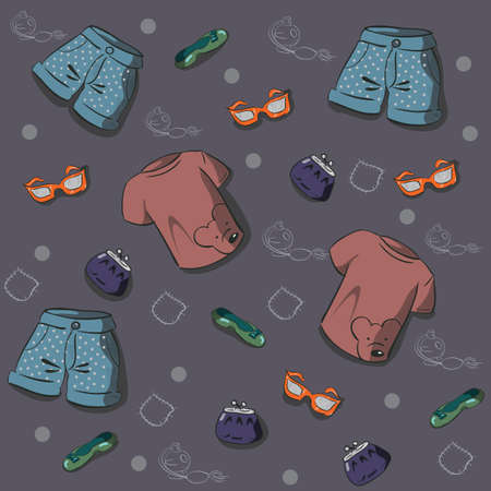 Pattern with women s summer clothing, and accessoriesのイラスト素材