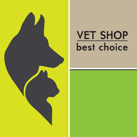 Dog and Cat Silhouettes  Veterinary shop posterのイラスト素材