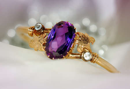 Gold bracelet with sapphires and diamondsの写真素材