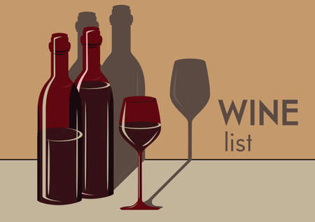 vector image with two wine bottles and glass for wine list のイラスト素材