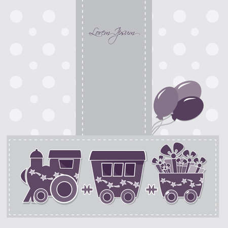 locomotive with gift boxes on holiday cardsのイラスト素材