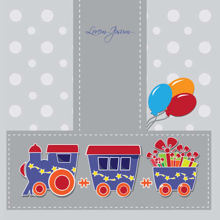 locomotive with gift boxes on holiday cardsのイラスト素材