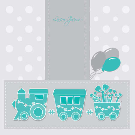 locomotive with gift boxes on holiday cardsのイラスト素材
