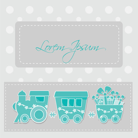 locomotive with gift boxes on holiday cardsのイラスト素材