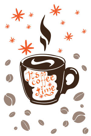 It is coffee time Hand drawn poster templateのイラスト素材