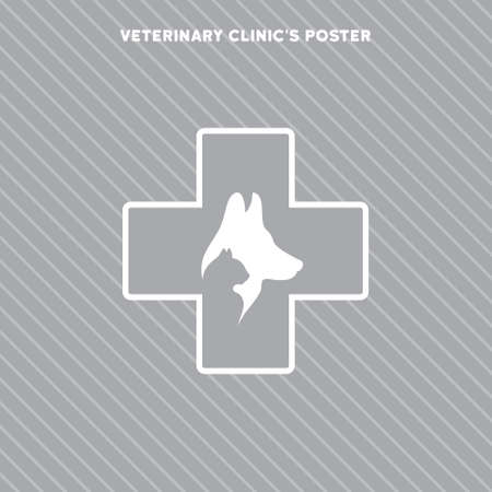 silhouettes of cat and dog on the poster Template  for veterinary shop or clinicのイラスト素材