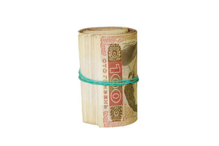 Roll Of One Hundred Ukrainian Money Bills.の写真素材