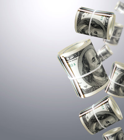 Rolls Of One Hundred Dollar Bills. Abstract money background