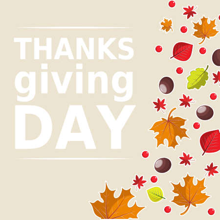 Bright autumn background for invitation or ad template with wreath from leaves, seeds and nuts.のイラスト素材