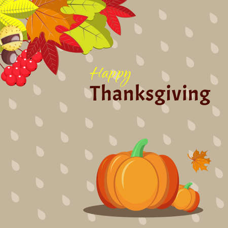Greeting card template for Thanksgiving Day. Vector illustrationのイラスト素材