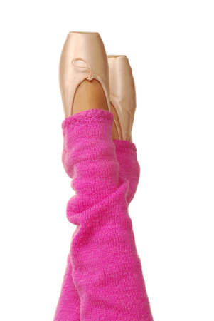 ballerinas feet in bright pink gaitersの写真素材