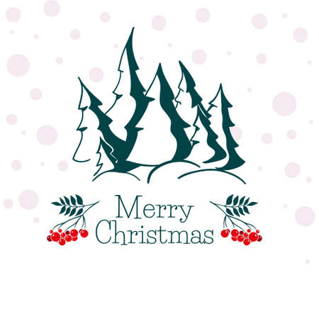 Christmas greeting card with silhouettes snowy fir treesのイラスト素材