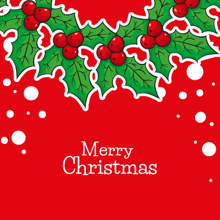 Greeting card with Poinsettia, Christmas Star in front of red backgroundのイラスト素材