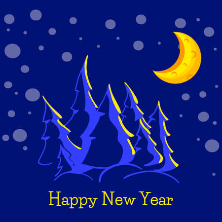 Christmas greeting card with silhouettes of treesのイラスト素材