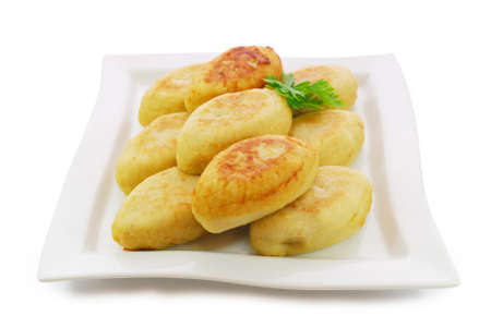 Zrazy on a Plate Isolated. National Ukrainian, Lithuanian, Polish and Belarusian cuisineの写真素材