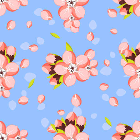 Seamless background with Almond or apricot in blossom.のイラスト素材