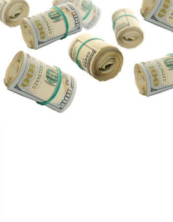Rolls Of One Hundred Dollar Bills. Abstract money backgroundの写真素材