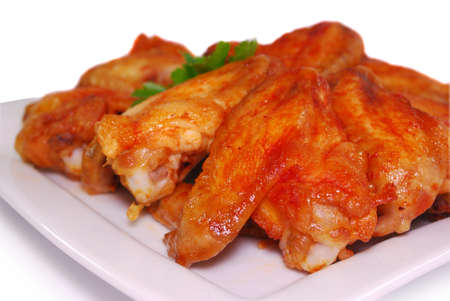 Buffalo chicken wings isolated on white background. Tasty Grilled meat.の写真素材