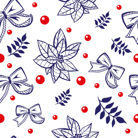 Christmas and new year seamless pattern. Winter holidays theme.のイラスト素材