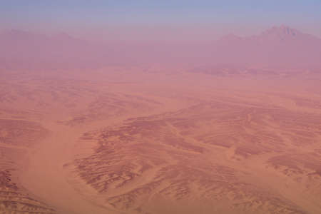 Aerial view of Egypt desert, mountains and skyの写真素材