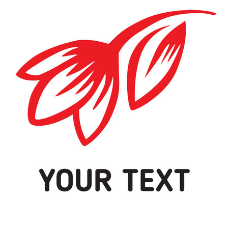 Old style lettering, Calligraphy. Word Tulip with hand drawn red vector flower for spa salon or flower shopのイラスト素材