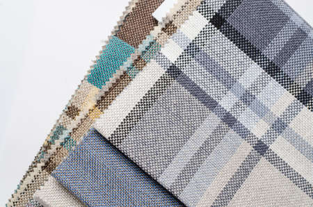 Bright collection of colorful gunny textile samples. Fabric texture backgroundの写真素材