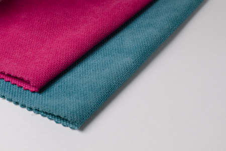 Bright collection of colorful velour textile samples.の写真素材