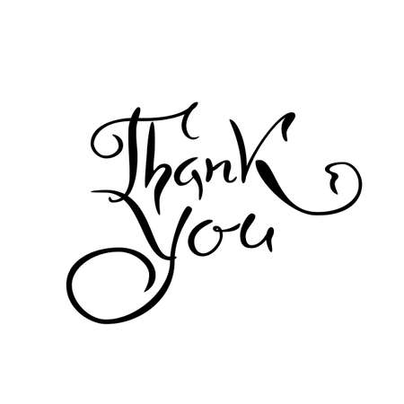 Old style lettering, Calligraphy. Thank You with hand drawn red vector tulip.のイラスト素材