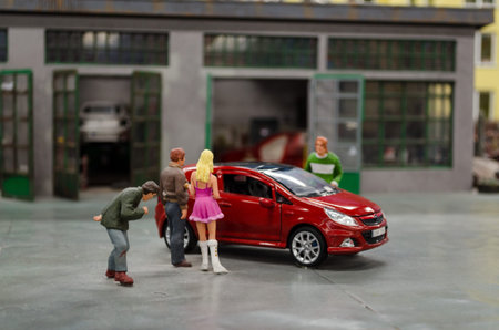 Wroclaw, Poland - November 29, 2019: Exhibition of model train, miniature of cities in Kolejkowo.のeditorial素材