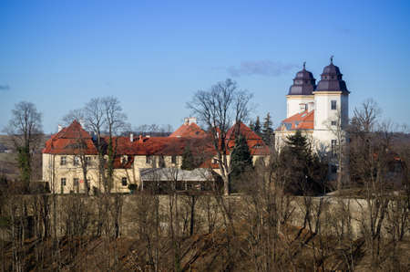 WALBRZYCH, POLAND - 30.11.2019: View of Amazing Ksiaz Castle in Walbrzych Lower Silesia, Down Silesia in Poland. Old Medieval castle in Forest.のeditorial素材