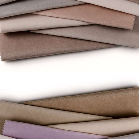 Light Set Sail Champagne and gray colors velor textile samples. Fabric texture backgroundの写真素材