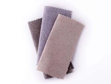 Light Set Sail Champagne and gray colors gunny textile samples. Fabric texture backgroundの写真素材