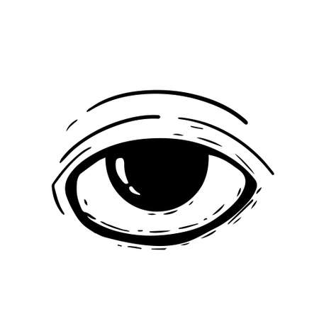 Big scary eye doodles on a white. Halloween design elements.のイラスト素材