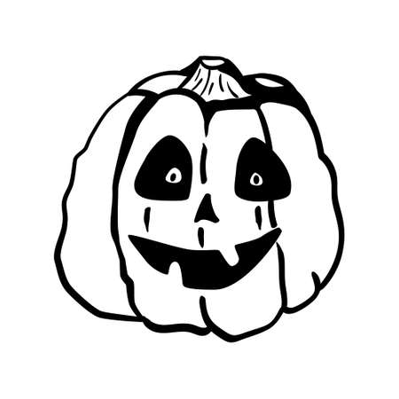 Big smiling Halloween pumpkin ink illustration. Halloween and Thanksgiving vector element.のイラスト素材