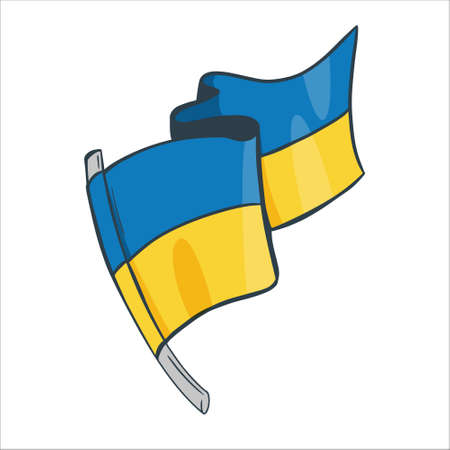Ukrainian Yellow and Blue Flag Sketch Vector illustration.のイラスト素材
