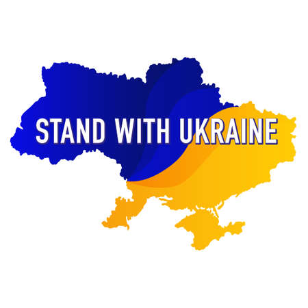 Stand With Ukraine Poster Template with Silhouette of Ukrainian Map.のイラスト素材