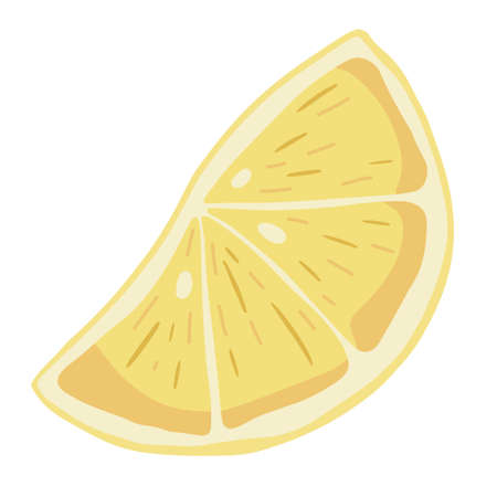Slice of Fresh Yellow Lemon. Fruit food illustrationのイラスト素材
