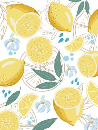 Fresh Lemonade ingredients and Water Splashes.のイラスト素材